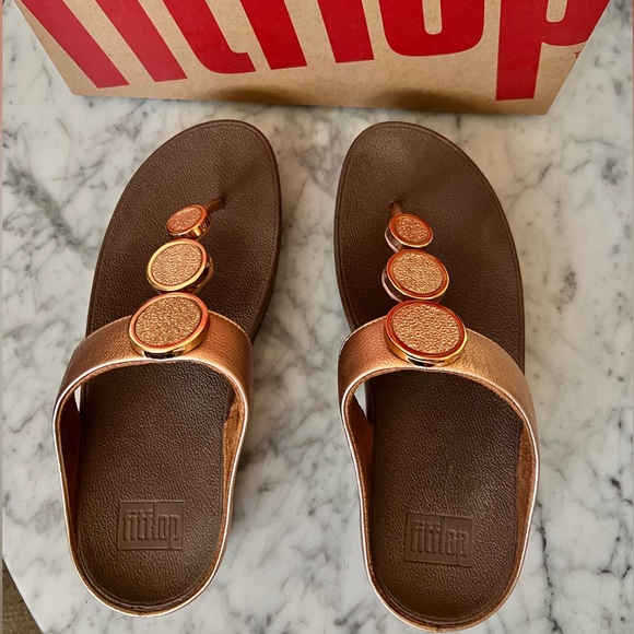 Fitflop Halo Toe Thong Sandals Rose Gold Size 7 - Picture 3 of 6